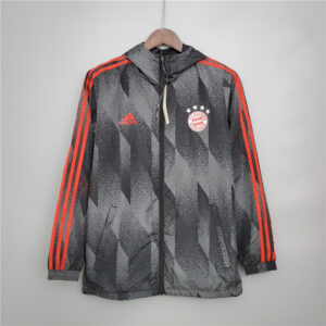Bayern Munich 2022 Windbreaker Hoodie Jacket Dark Gray&red