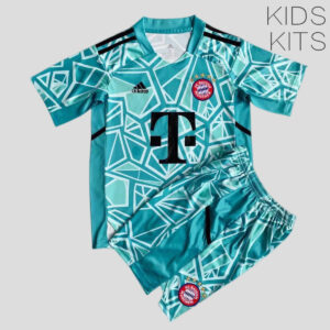 Bayern Munich 2022/23 Goalkeeper Kids Jersey And Shorts Kit  - Lake Blue