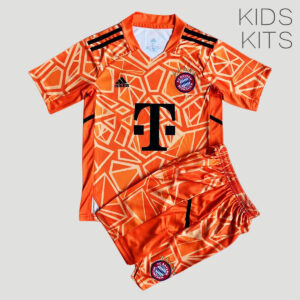 Bayern Munich 2022/23 Goalkeeper Kids Jersey And Shorts Kit  - Orange