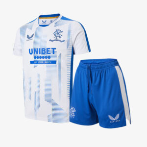 Rangers 2021/22 Training Kids Jersey And Shorts Kit  - White/blue